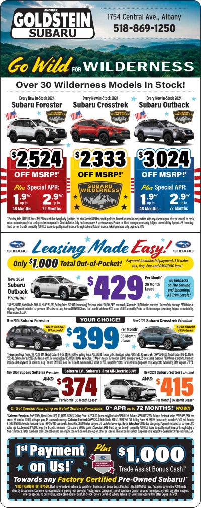 Goldstein Subaru Print Specials from the paper!
