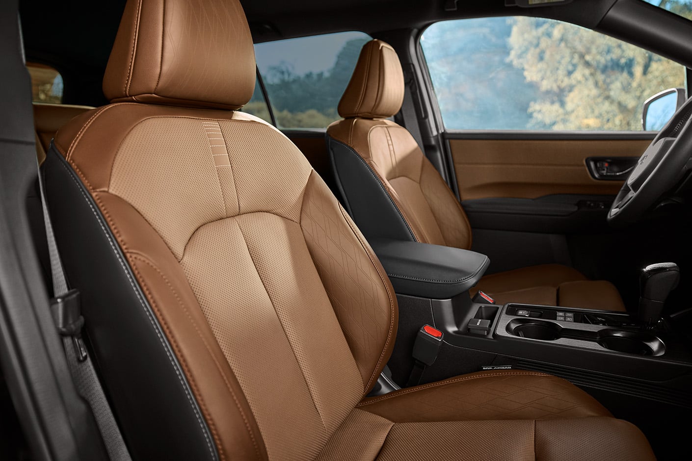 photo of the leather front seats a new 2026 Subaru Outback SUV