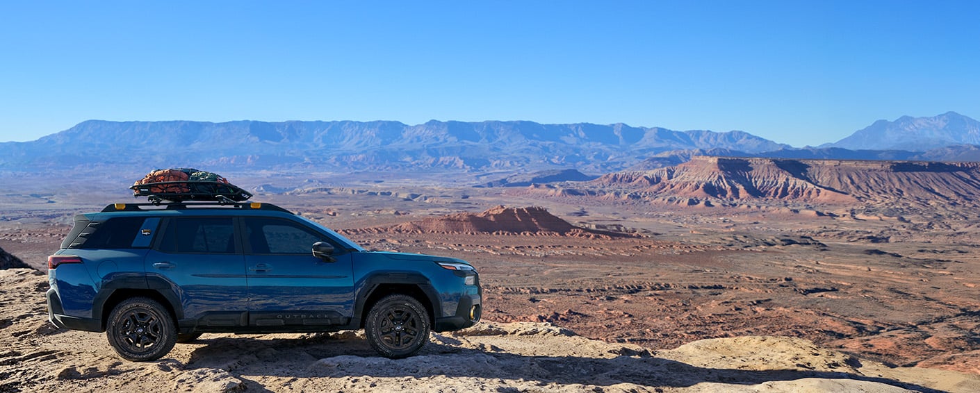 photo of the outside side and rear view of a new 2026 Subaru Outback Wilderness SUV