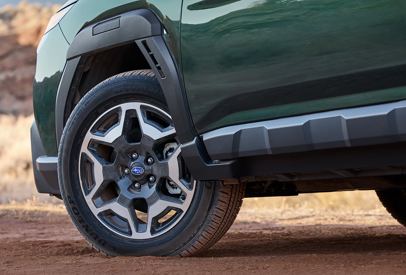 photo of the front of a new 2026 Subaru Outback SUV wheel