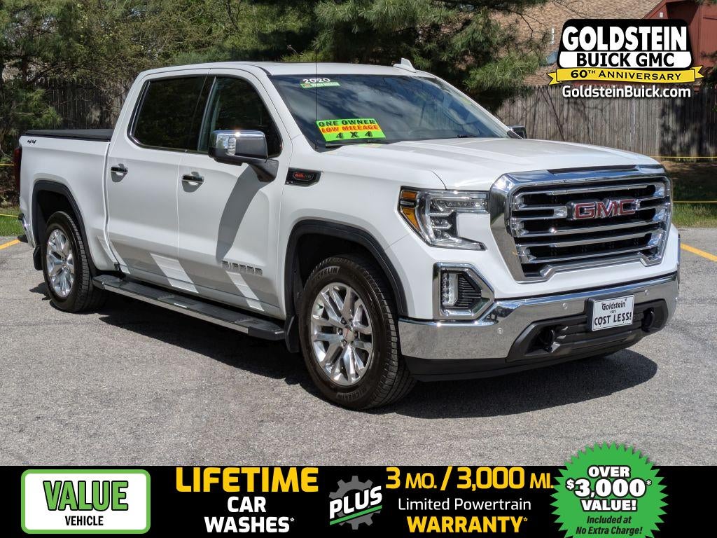 2020 GMC Sierra 1500 SLT in Summit White — front three-quarter view