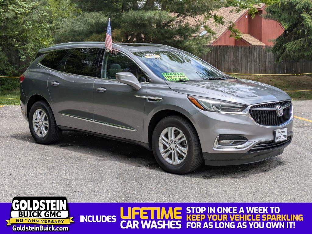 2021 Buick Enclave Essence in Satin Steel Metallic — front three-quarter view