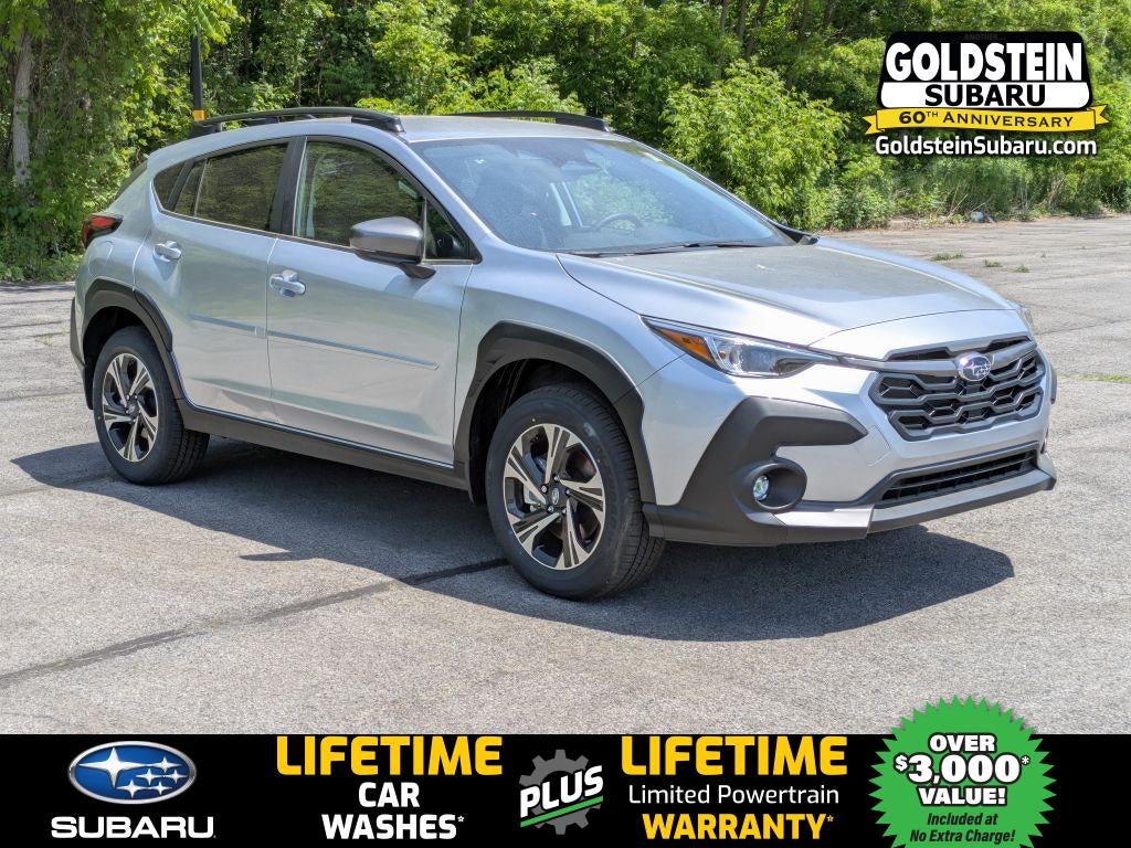 2026 Subaru CROSSTREK Premium in Ice Silver Metallic — front three-quarter view