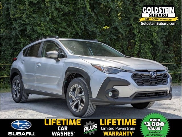 2026 Subaru CROSSTREK Premium in Ice Silver Metallic — front three-quarter view
