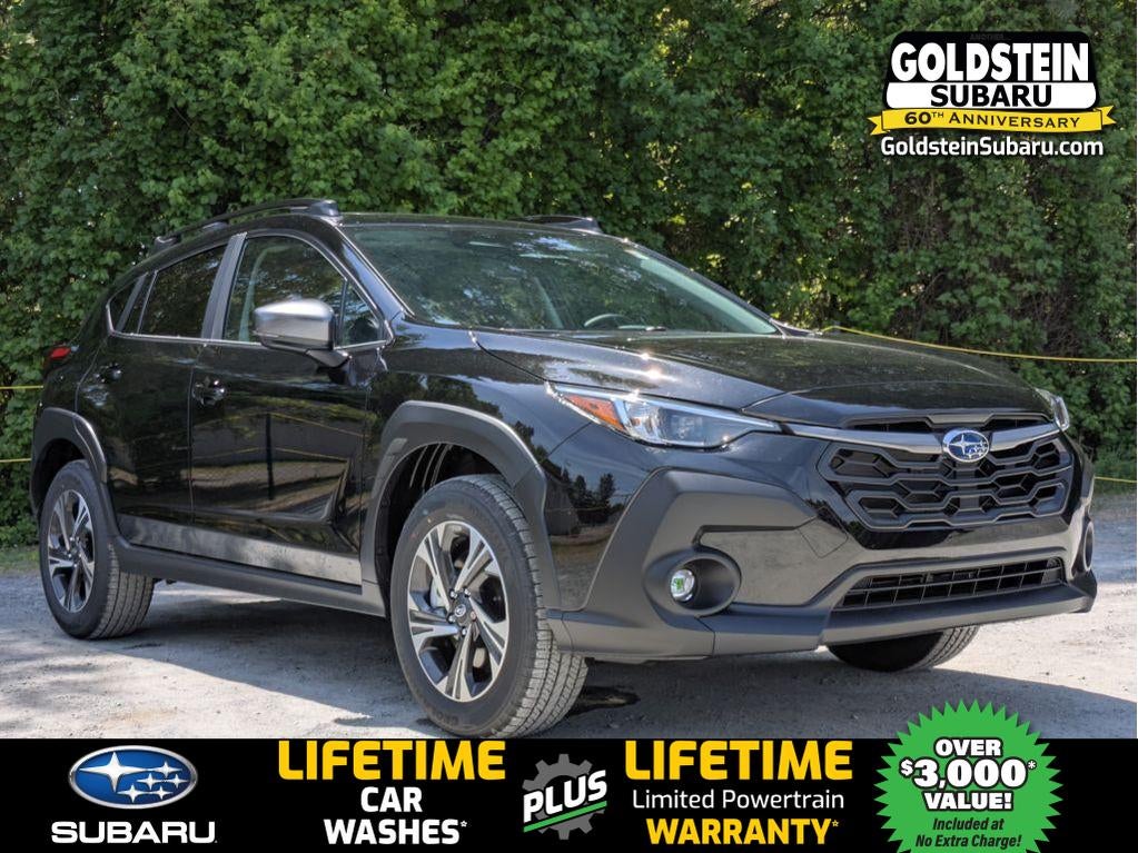 2026 Subaru CROSSTREK Premium in Crystal Black Silica — front three-quarter view