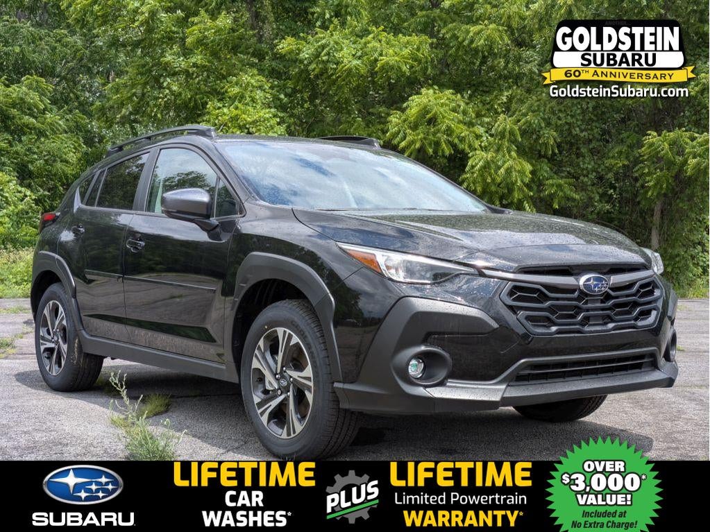 2026 Subaru CROSSTREK Premium in Crystal Black Silica — front three-quarter view