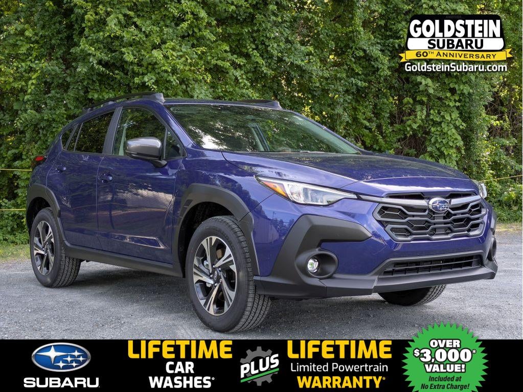 2026 Subaru CROSSTREK Premium in Sapphire Blue Pearl — front three-quarter view