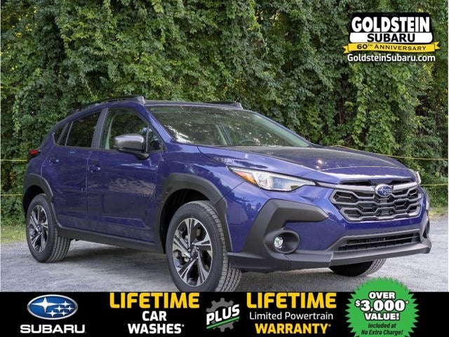 2026 Subaru CROSSTREK Premium in Sapphire Blue — front three-quarter view