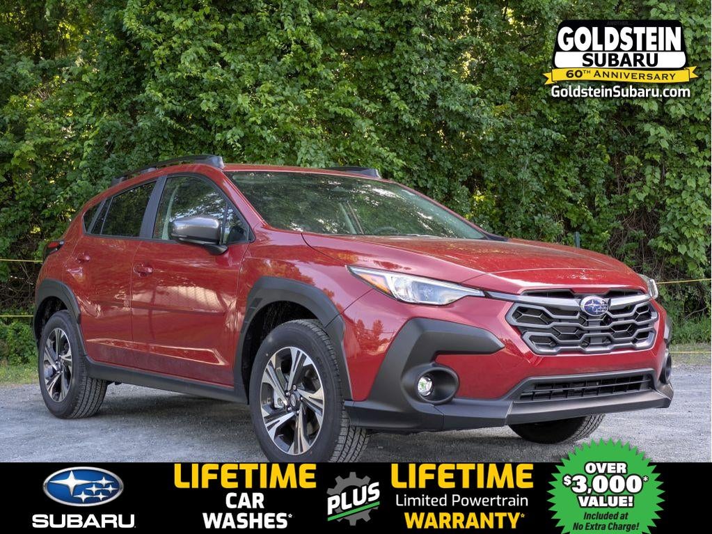 2026 Subaru CROSSTREK Premium in Lithium Red Pearl — front three-quarter view