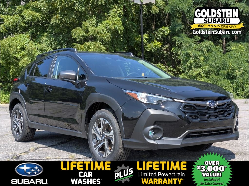 2026 Subaru CROSSTREK Premium in Crystal Black Silica — front three-quarter view
