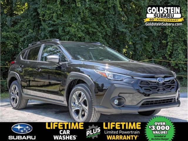 2026 Subaru CROSSTREK Premium in Crystal Black Silica — front three-quarter view