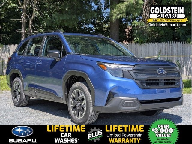 2026 Subaru FORESTER Standard Model in Daybreak Blue Pearl — front three-quarter view