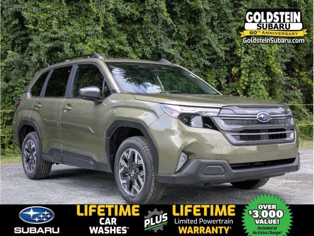 2026 Subaru FORESTER Premium in Autumn Green Metallic — front three-quarter view