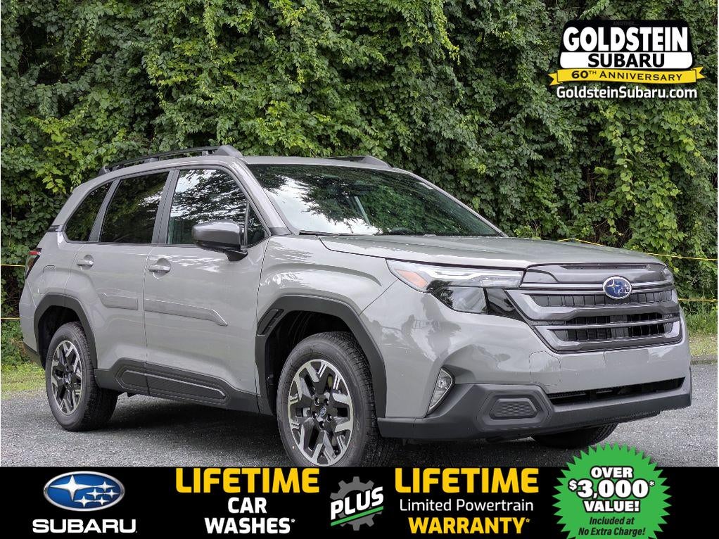 2026 Subaru FORESTER Premium in River Rock Pearl — front three-quarter view