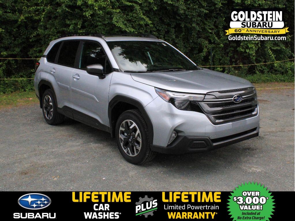 2026 Subaru FORESTER Premium in Ice Silver Metallic — front three-quarter view