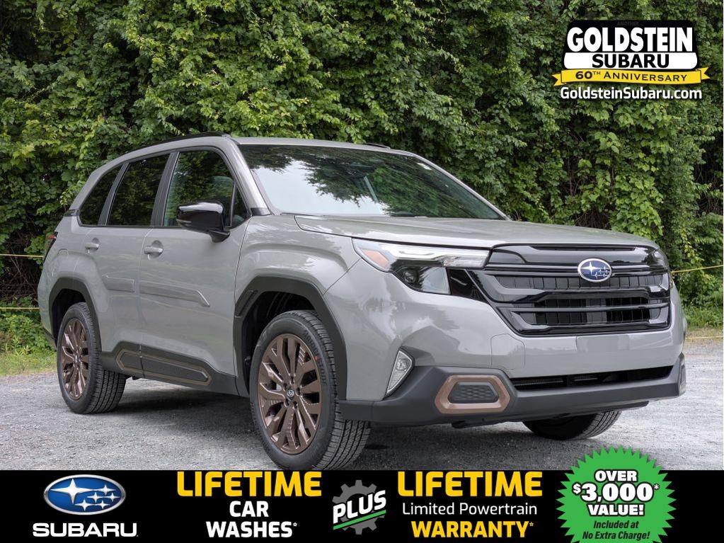 2026 Subaru FORESTER Sport in River Rock Pearl — front three-quarter view