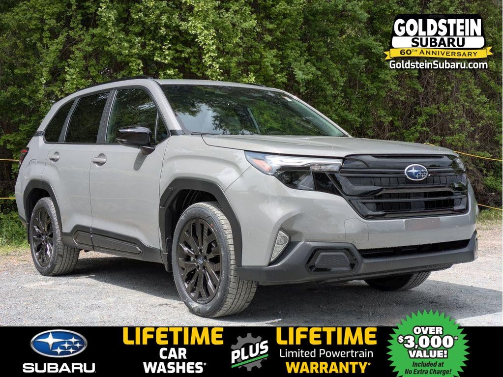 2026 Subaru FORESTER Sport Onyx Edition in River Rock Pearl — front three-quarter view