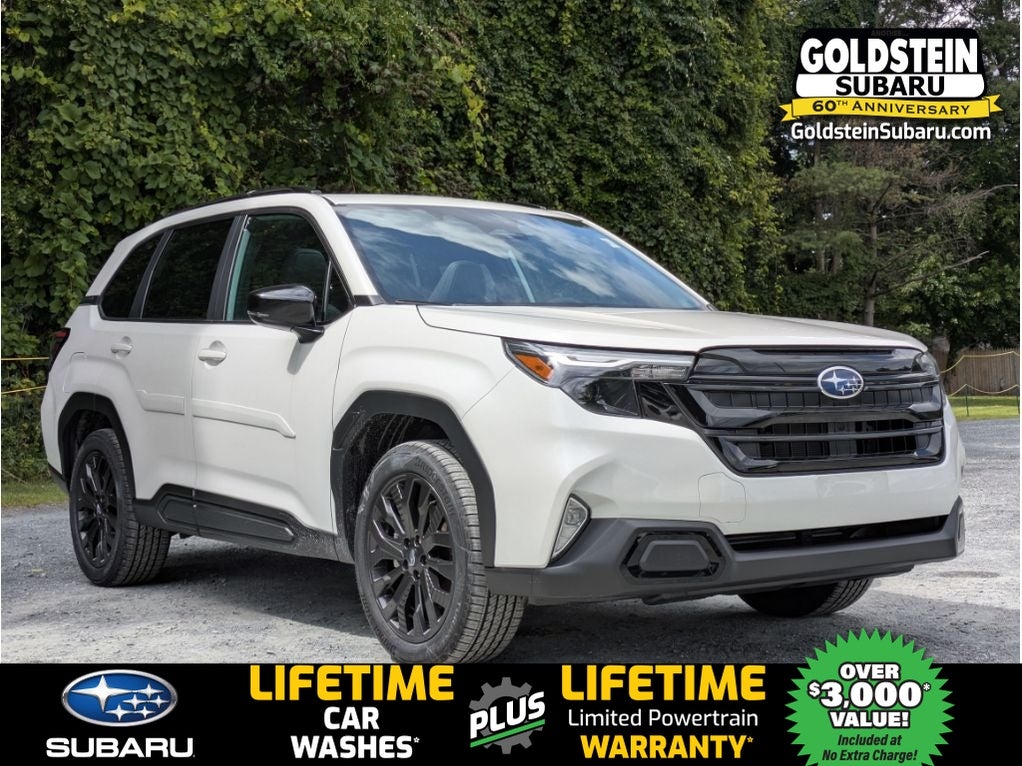 2026 Subaru FORESTER Sport Onyx Edition in Crystal White Pearl — front three-quarter view