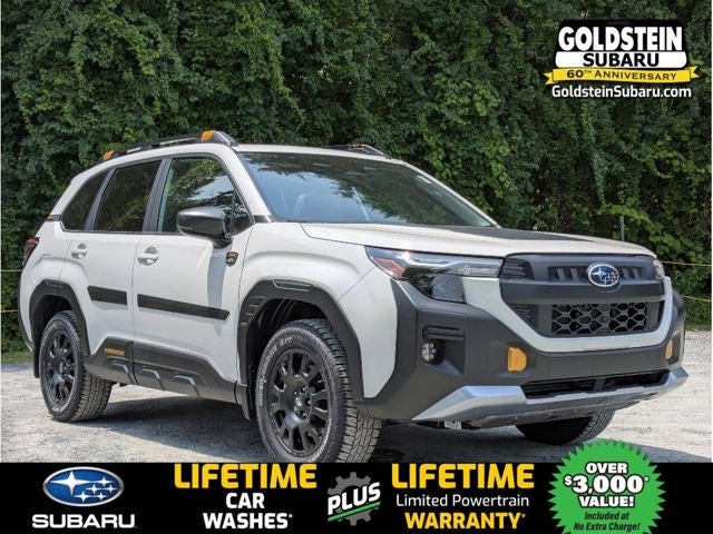 2026 Subaru FORESTER Wilderness in Crystal White Pearl — front three-quarter view