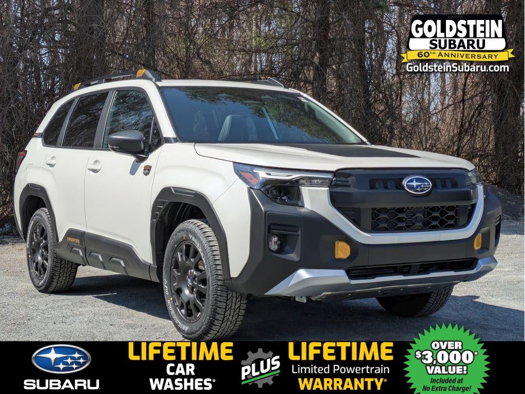 2026 Subaru FORESTER Wilderness in Crystal White Pearl — front three-quarter view