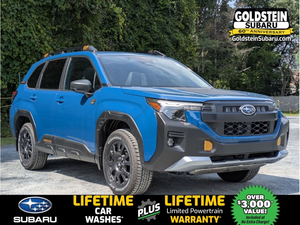 2026 Subaru FORESTER Wilderness in Geyser Blue — front three-quarter view