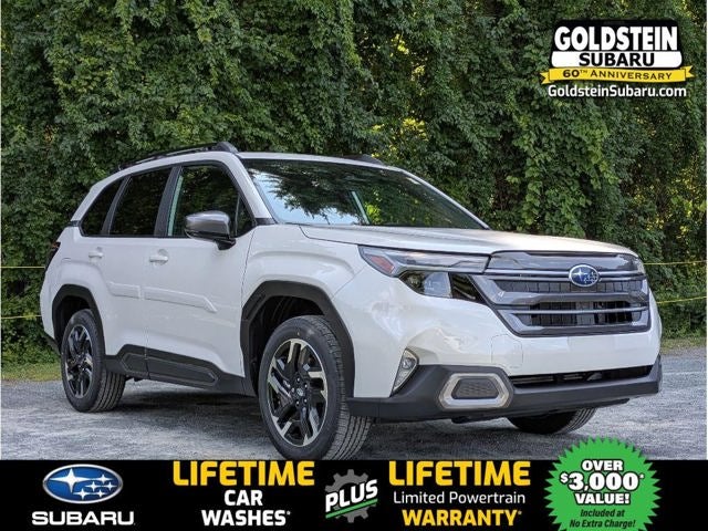 2026 Subaru FORESTER Limited in Crystal White Pearl — front three-quarter view
