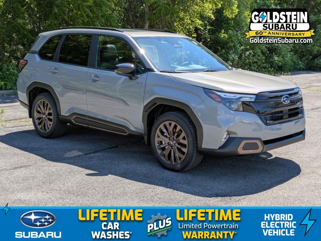 2026 Subaru FORESTER Sport Hybrid in River Rock Pearl — front three-quarter view