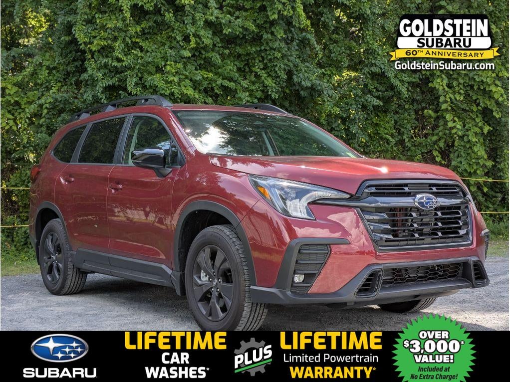 2026 Subaru ASCENT Premium 7-Passenger in Crimson Red Pearl — front three-quarter view