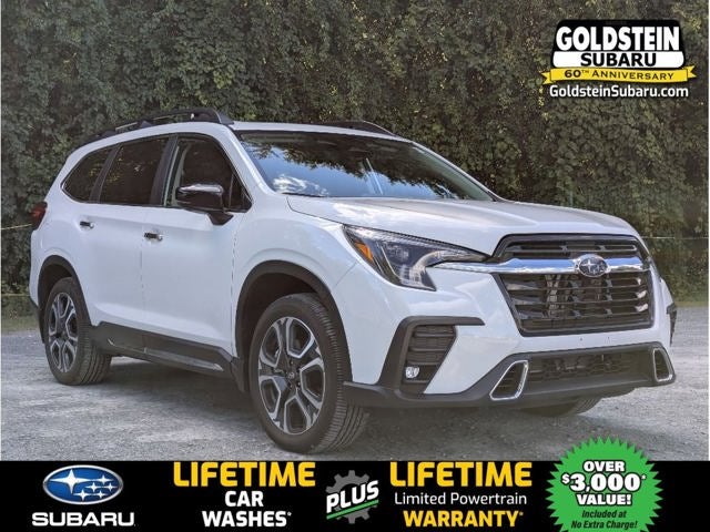 2026 Subaru ASCENT Touring 7-Passenger in Crystal White Pearl — front three-quarter view