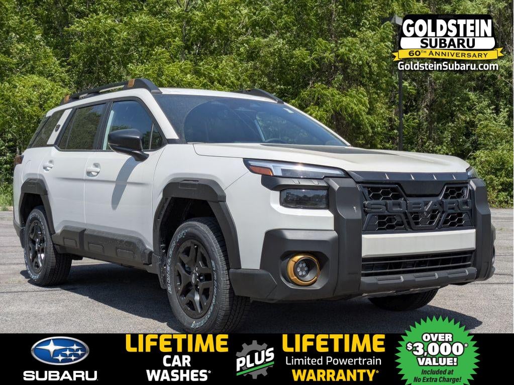 2026 Subaru OUTBACK Wilderness in Crystal White Pearl — front three-quarter view