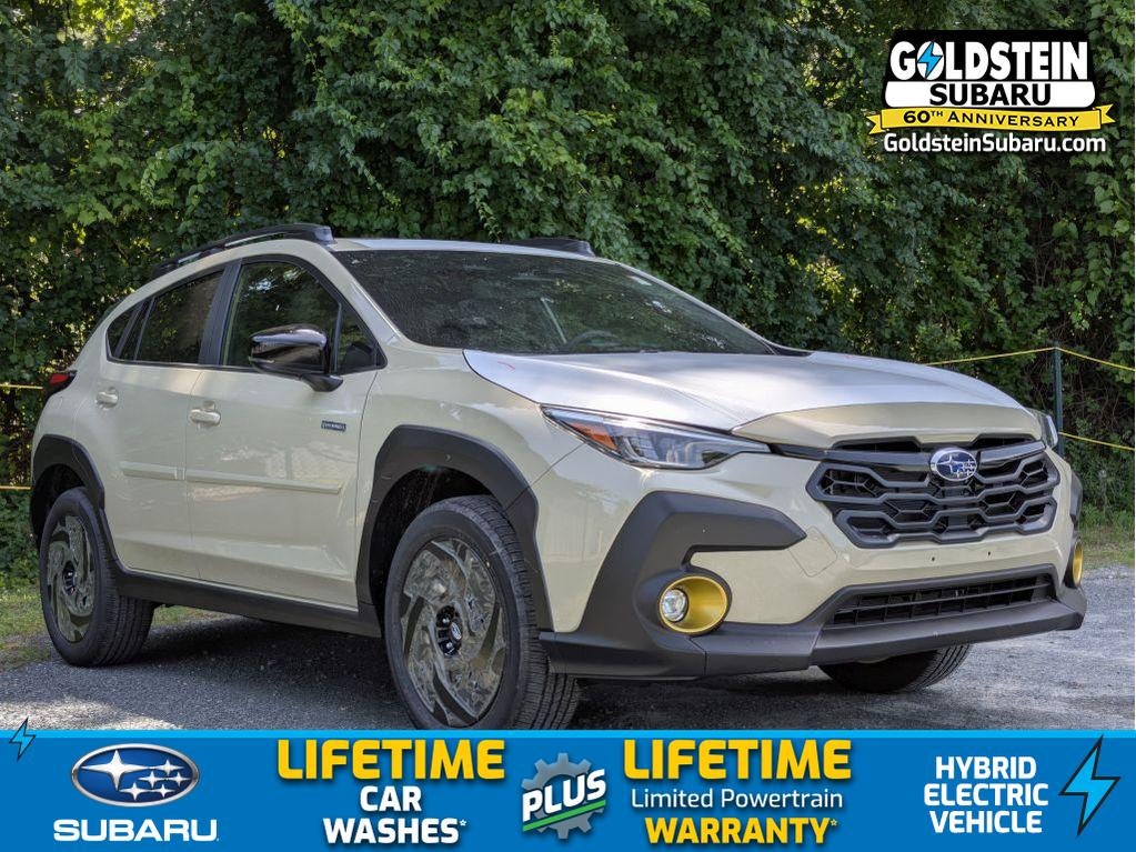 2026 Subaru CROSSTREK Sport Hybrid in Sand Dune Pearl — front three-quarter view