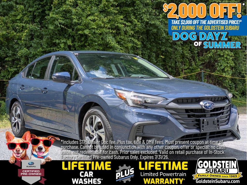 2025 Subaru Legacy Premium in Cosmic Blue Pearl — front three-quarter view