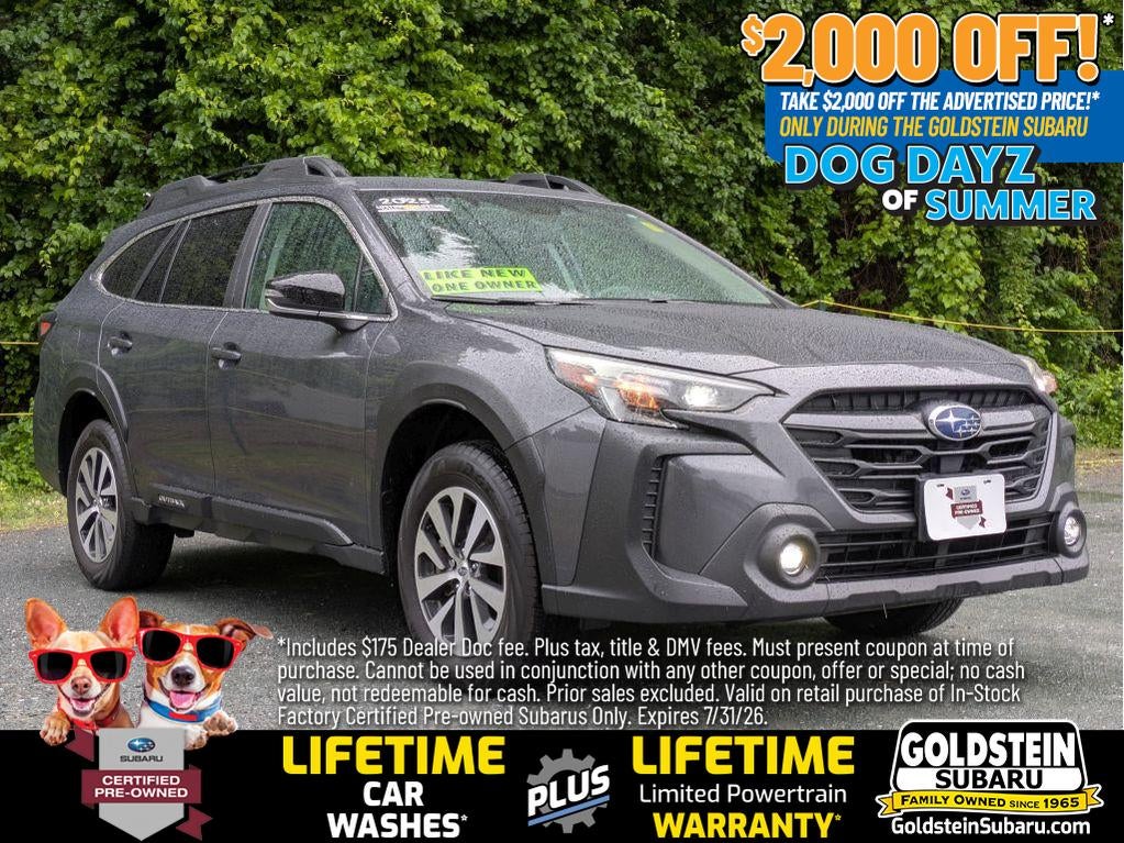 2025 Subaru Outback Premium in Magnetite Gray Metallic — front three-quarter view