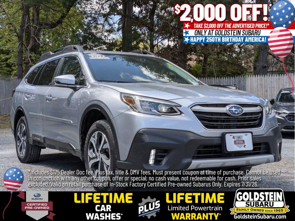 2022 Subaru Outback Limited in Ice Silver Metallic — front three-quarter view