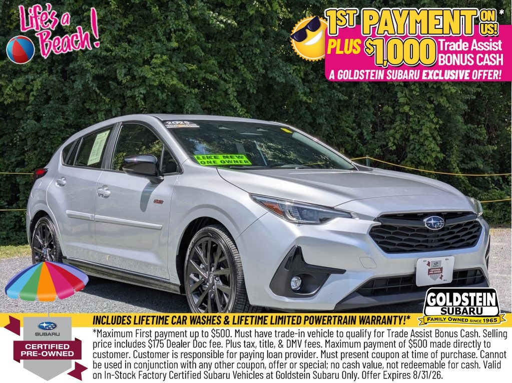 2025 Subaru Impreza RS in Ice Silver Metallic — front three-quarter view