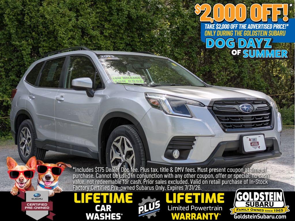 2023 Subaru Forester Premium in Ice Silver Metallic — front three-quarter view